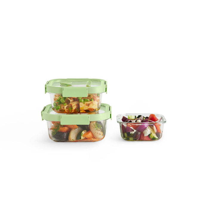 Lekue 100% Airtight Square Glass Food Storage Container, 37 oz