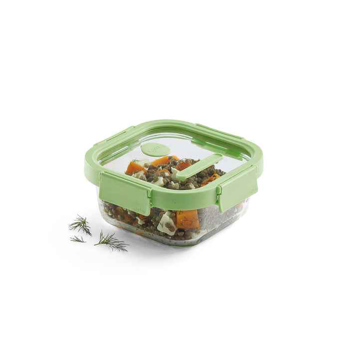 Lekue 100% Airtight Square Glass Food Storage Container, 27 oz