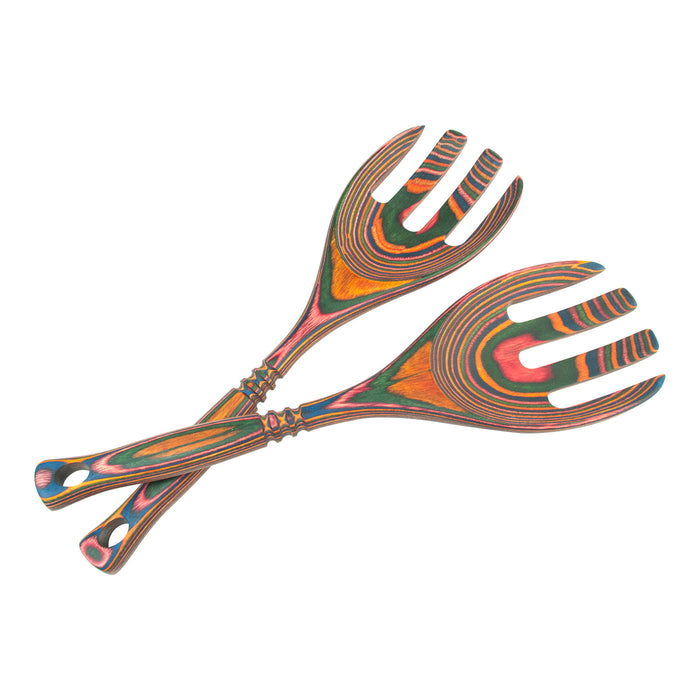 Island Bamboo Pakkawood 12-Inch Salad Claws, Rainbow