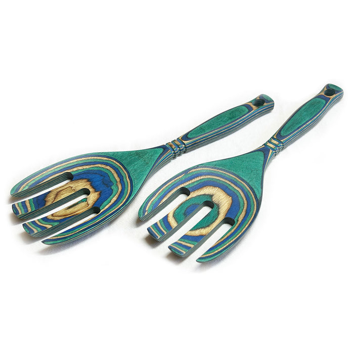 Island Bamboo Pakkawood 12-Inch Salad Claws, Peacock