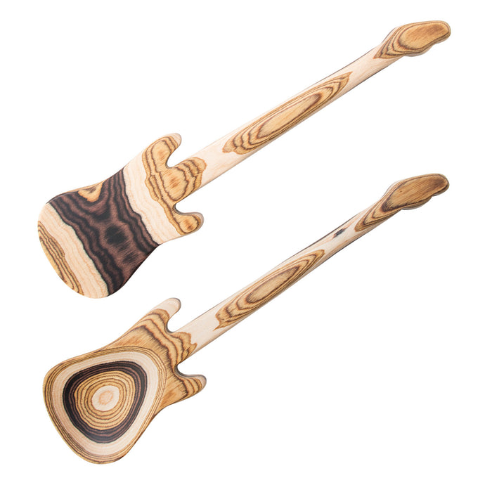 Island Bamboo Pakkawood Guitar Spoon and Spatula, Set of 2, Natural