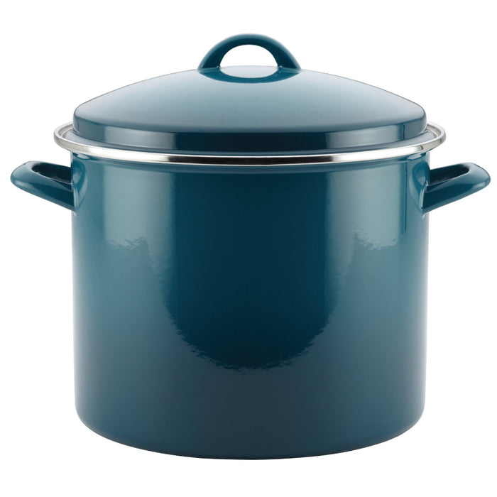 Rachael Ray Enamel on Steel 12-Quart Covered Stockpot, Marine Blue Gradient