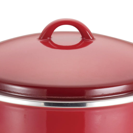 Rachael Ray Enamel on Steel 12-Quart Covered Stockpot, Red Gradient