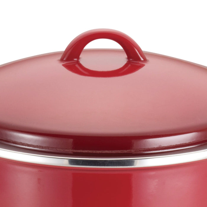 Rachael Ray Enamel on Steel 12-Quart Covered Stockpot, Red Gradient