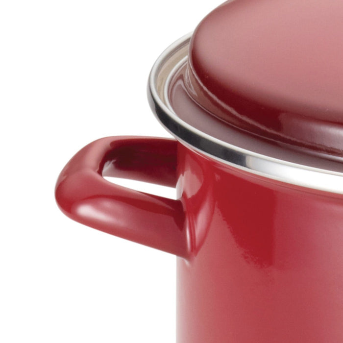 Rachael Ray Enamel on Steel 12-Quart Covered Stockpot, Red Gradient