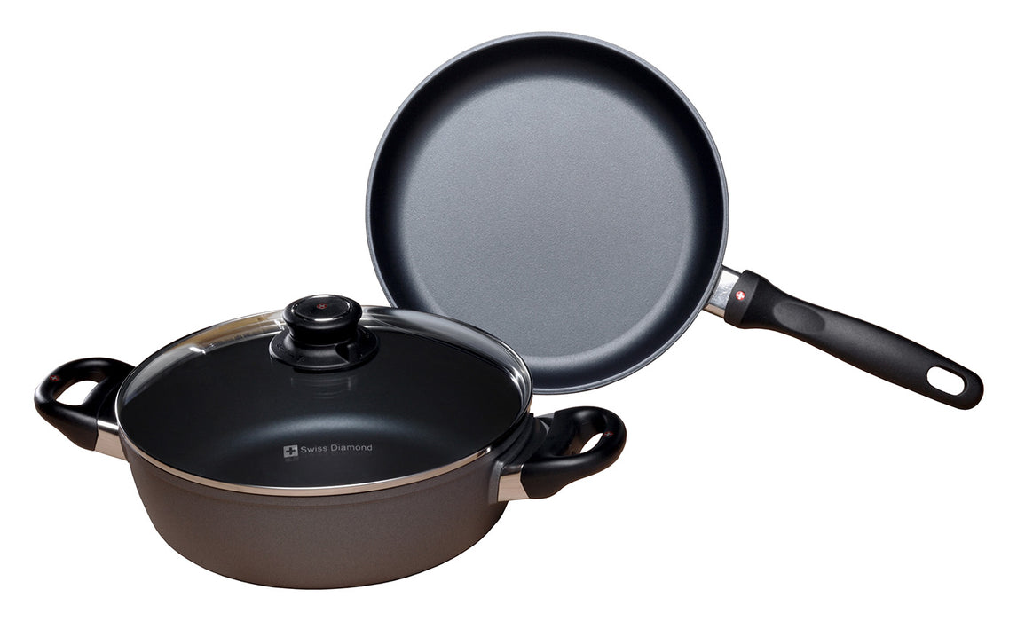 Swiss Diamond 3 Piece Cookware Set - Fry Pan and Casserole