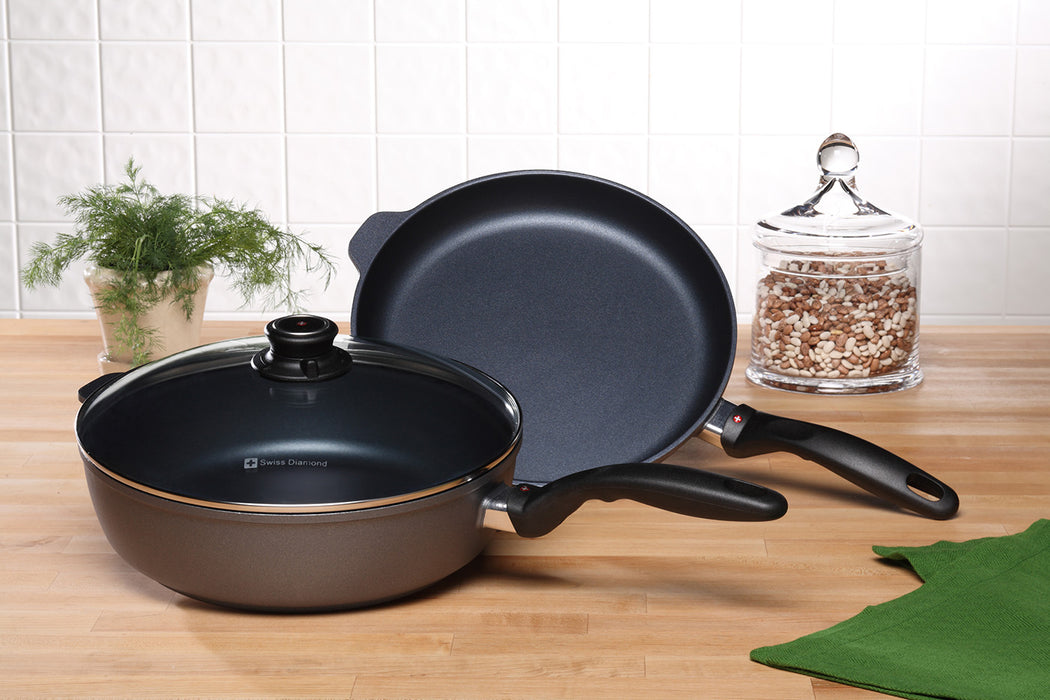 Swiss Diamond 3 Piece Cookware Set - Fry Pan and Saute Pan