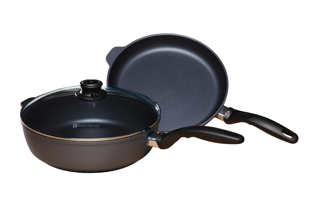 Swiss Diamond 3 Piece Cookware Set - Fry Pan and Saute Pan