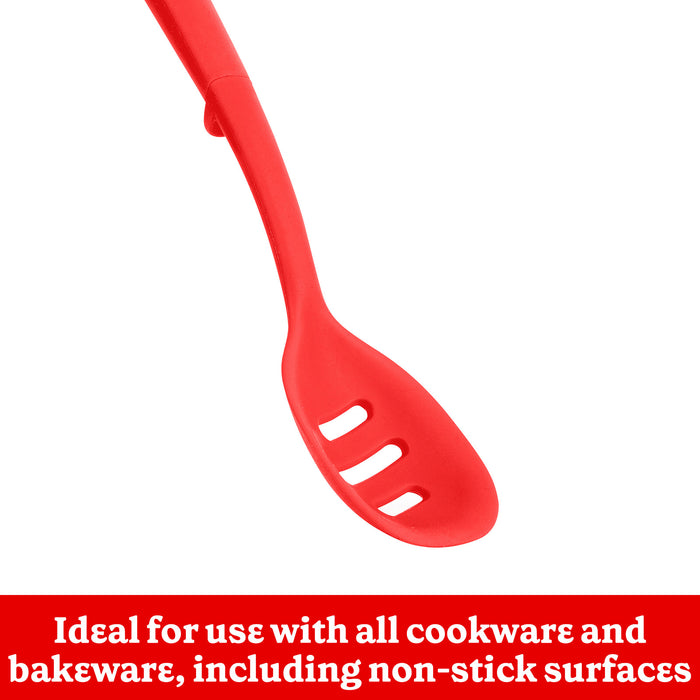 Betty Crocker Silicone 13 Inch Slotted Spoon, Red