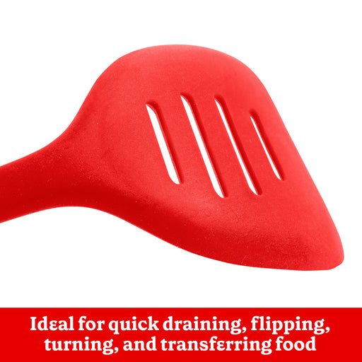 Betty Crocker Silicone 14 Inch Slotted Turner, Red