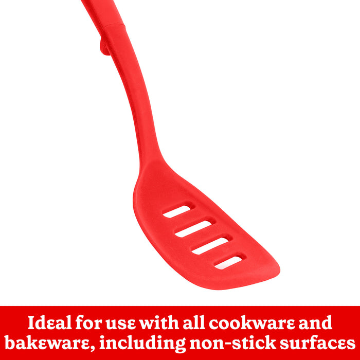 Betty Crocker Silicone 14 Inch Slotted Turner, Red