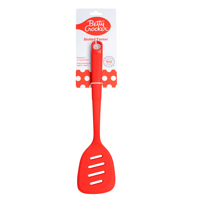 Betty Crocker Silicone 14 Inch Slotted Turner, Red