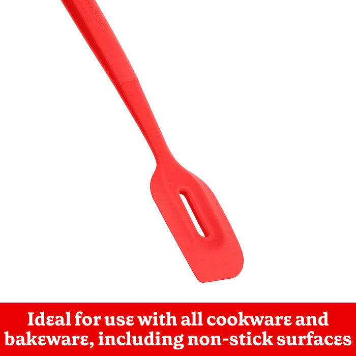 Betty Crocker Silicone 12 Inch Slotted Spatula, Red