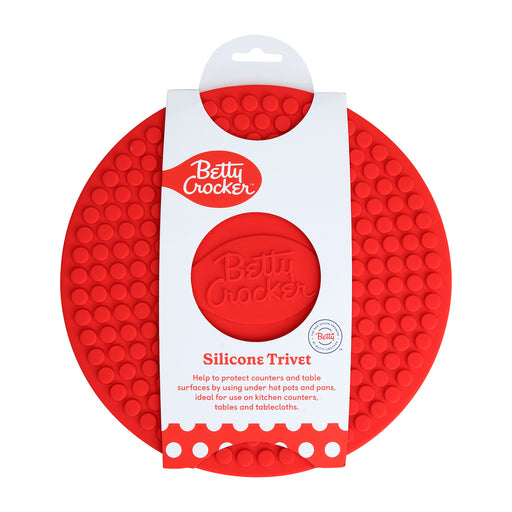 Betty Crocker Silicone 7 x 7 Inch Trivet, Red