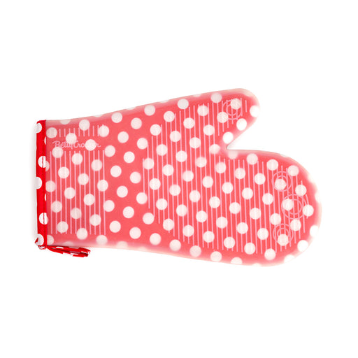 Betty Crocker Silicone Oven Mitt, Red w/White Polka Dots