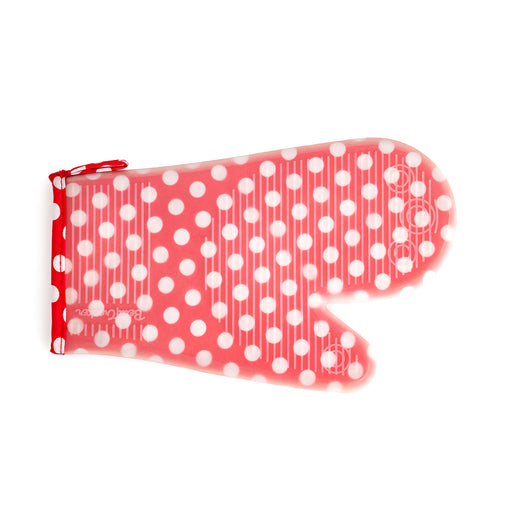 Betty Crocker Silicone Oven Mitt, Red w/White Polka Dots