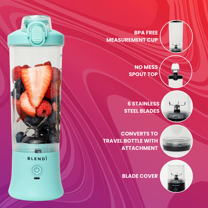 Blendi X 24 oz BPA-Free Rechargable Portable Blender, Mint