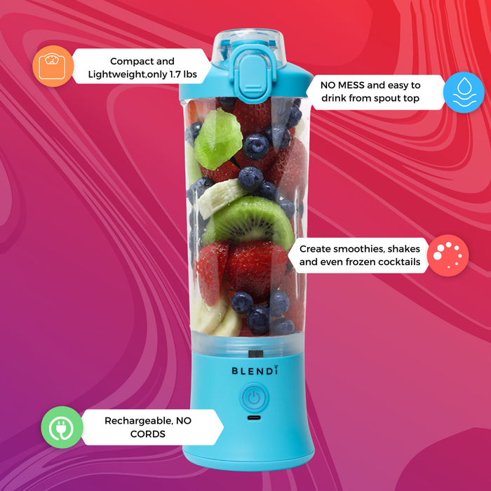 Blendi X 24 oz BPA-Free Rechargable Portable Blender, Turquoise