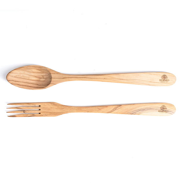 Berard Handcrafted Olive Wood 2 Piece Salad Serving Set, 14 Inch