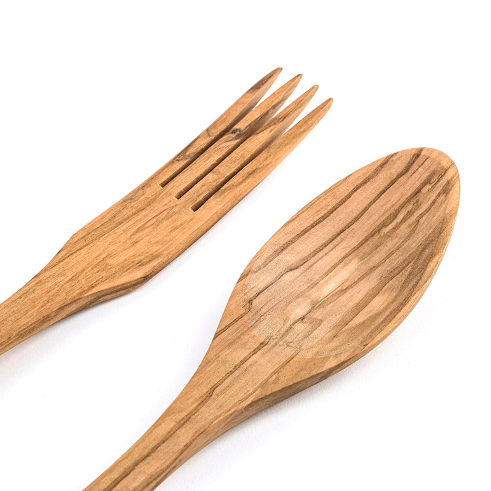 Berard Handcrafted Olive Wood 2 Piece Salad Serving Set, 14 Inch