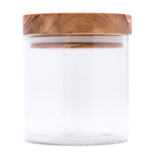 Berard Glass Storage Jar With Olive Wood Lid, 13.5-Ounce