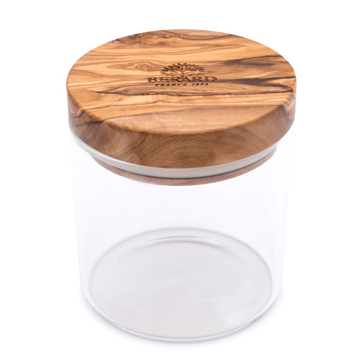 Berard Glass Storage Jar With Olive Wood Lid, 13.5-Ounce