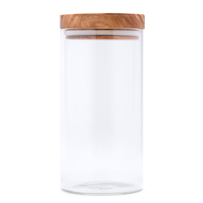 Berard Glass Storage Jar With Olive Wood Lid, 30-Ounce