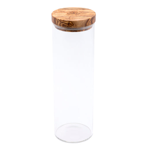 Berard Glass Storage Jar With Olive Wood Lid, 50-Ounce