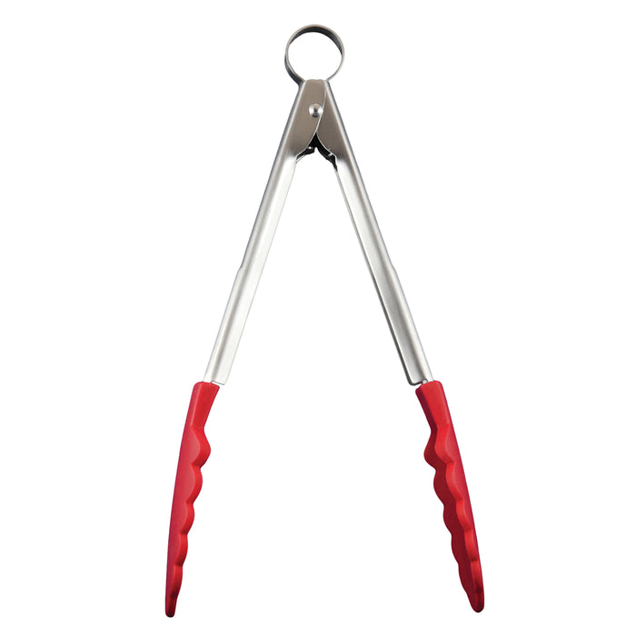 Cuisipro 9.5 Inch Silicone Locking Tongs, Red