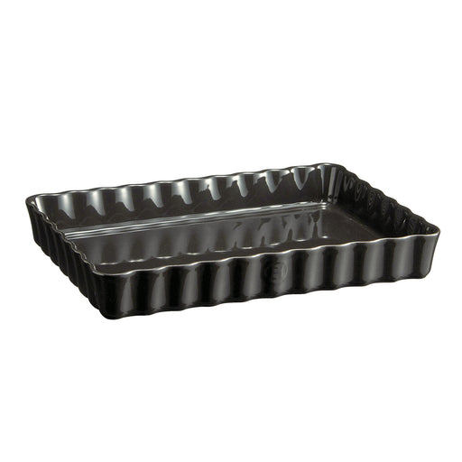 Emile Henry Deep Rectangle Tart Dish, Charcoal