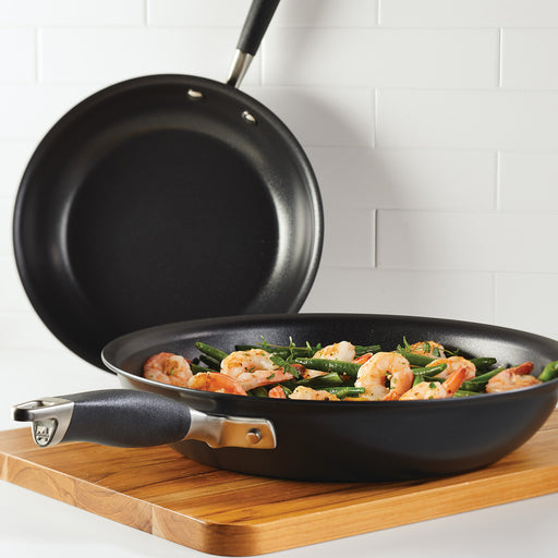 Anolon Advanced Home Hard-Anodized Nonstick Frying Pan Set, 2-Piece, 10-Inch & 12-Inch, Onyx