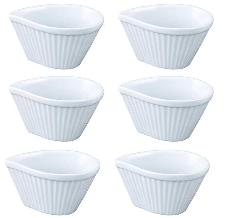 HIC Porcelain Teardrop Ramekin 6-ounce, 2.5-inch x 4-inch, Set of 6