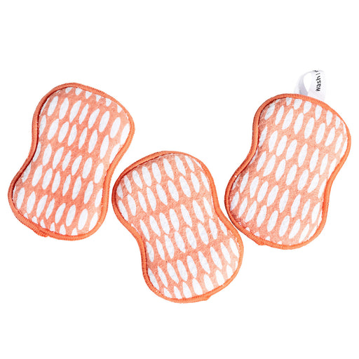 Once Again Home Co. RE:Usable Sponges, Beans Pattern, Set of 3, Coral