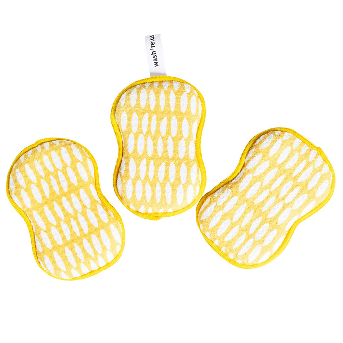 Once Again Home Co. RE:Usable Sponges, Beans Pattern, Set of 3, Yellow