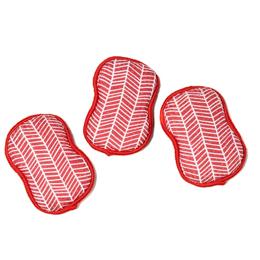 Once Again Home Co. RE:Usable Sponges, Branches Pattern, Set of 3, Red