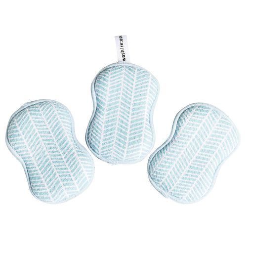 Once Again Home Co. RE:Usable Sponges, Branches Pattern, Set of 3, Turquoise