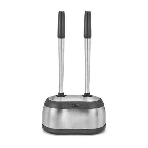 Polder Stainless-Steel Dual Bath Caddy with Toilet Brush and Plunger, Black