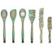 Island Bamboo Pakkawood 6 Piece Cooking and Serving Utensil Set, Spatula, Spoon, Spurtle, Mint