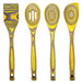 Island Bamboo Pakkawood 4 Piece Cooking and Serving Utensil Set, Corner Spoon, Slotted Spoon, Spoon, Spatula, Lemon