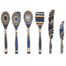 Island Bamboo Pakkawood 6 Piece Cooking and Serving Utensil Set, Spatula, Spoon, Spurtle, Blue