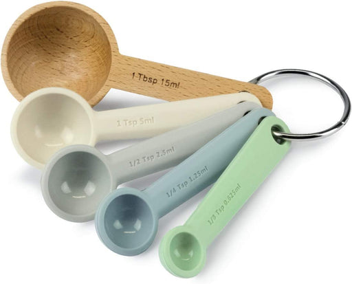 KI KITCHEN INNOVATIONS PERFECT MEASURE BEECHWOOD & SILICONE MEASURING SPOONS