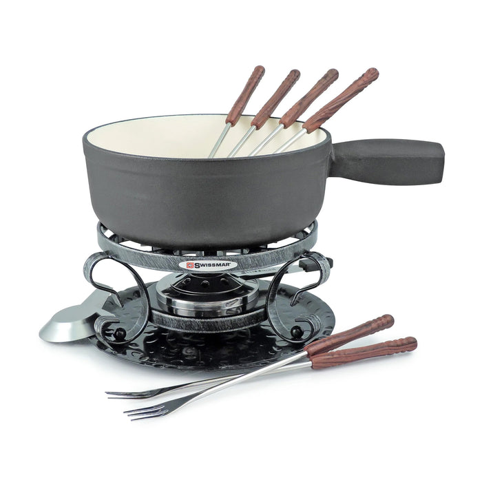 Swissmar Lugano 9 Piece Fondue Set, Black Matte