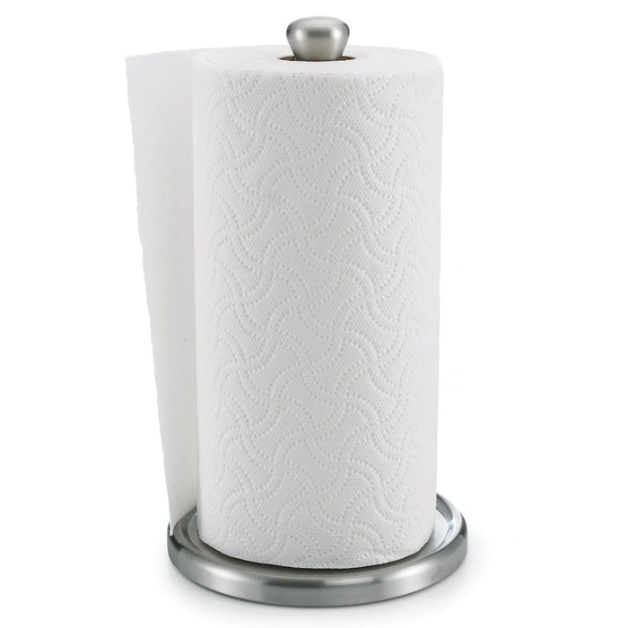 Polder Single-Tear Paper Towel Holder with Heavyweight Base, Stainless Steel