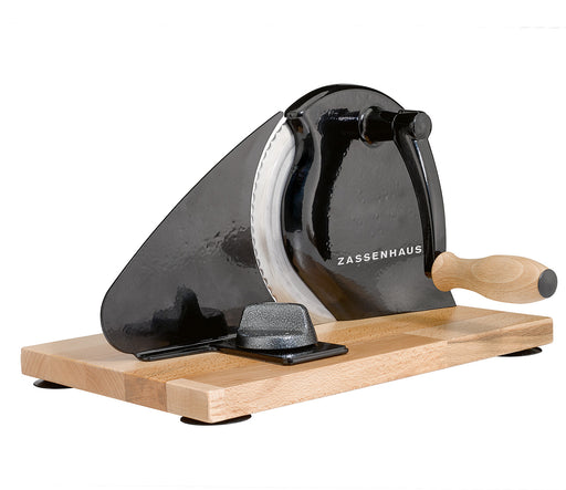Zassenhaus Manual Bread Slicer, Hand Crank Home Bread Slicer, 11.75" x 8", Black