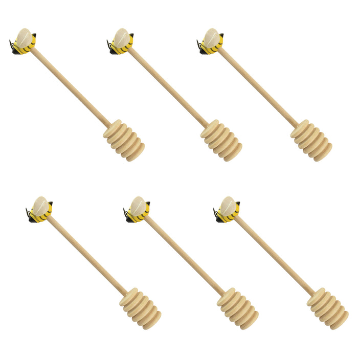 R&M International Wooden Honey Dipper with Bee, Set of 6