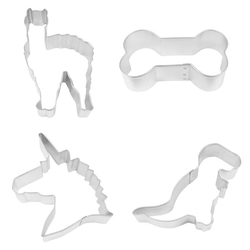 R&M International T-Rex/Unicorn/Llama/Dog Bone Cookie Cutter Set