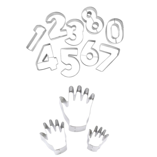 R&M Hand and Number 12 Piece Cookie Cutter Set