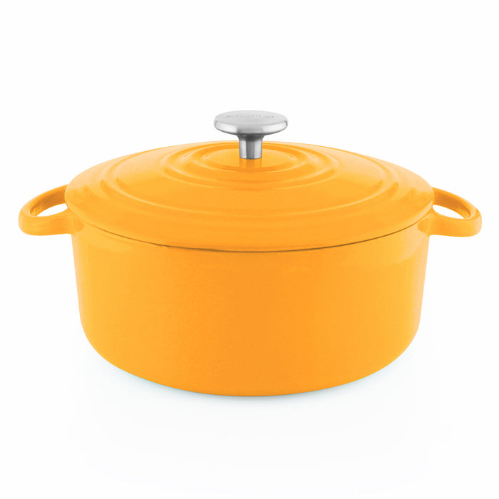 Chantal 7 Qt Round Cast Iron Dutch Oven, Marigold