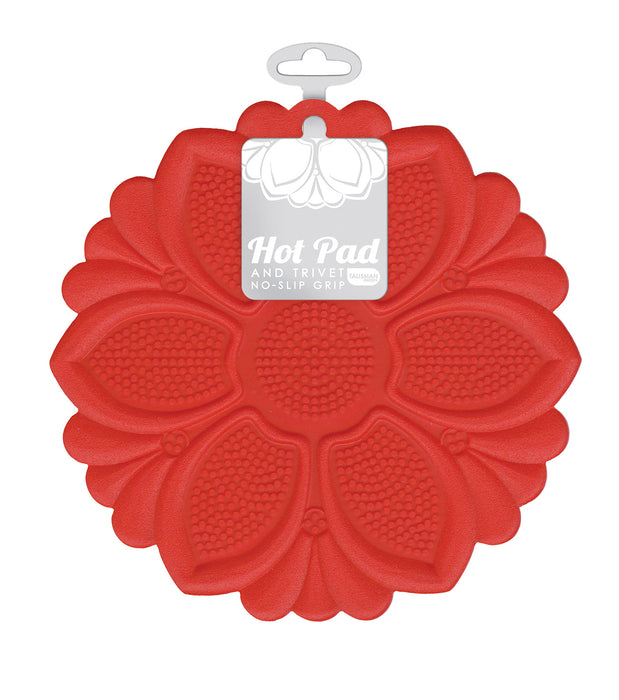 Talisman Designs Silicone Nonslip Grip Silicone Hot Pad & Trivet, Set of 1, Red