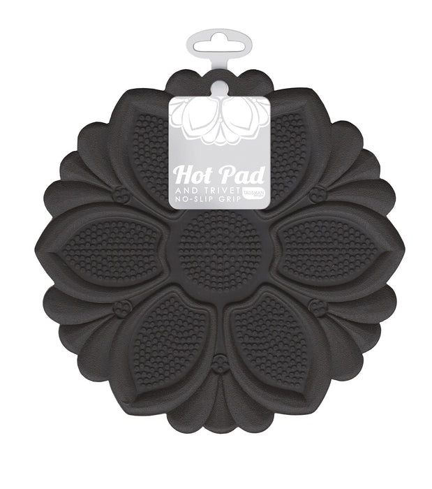 Talisman Designs Silicone Nonslip Grip Silicone Hot Pad & Trivet, Set of 1, Black